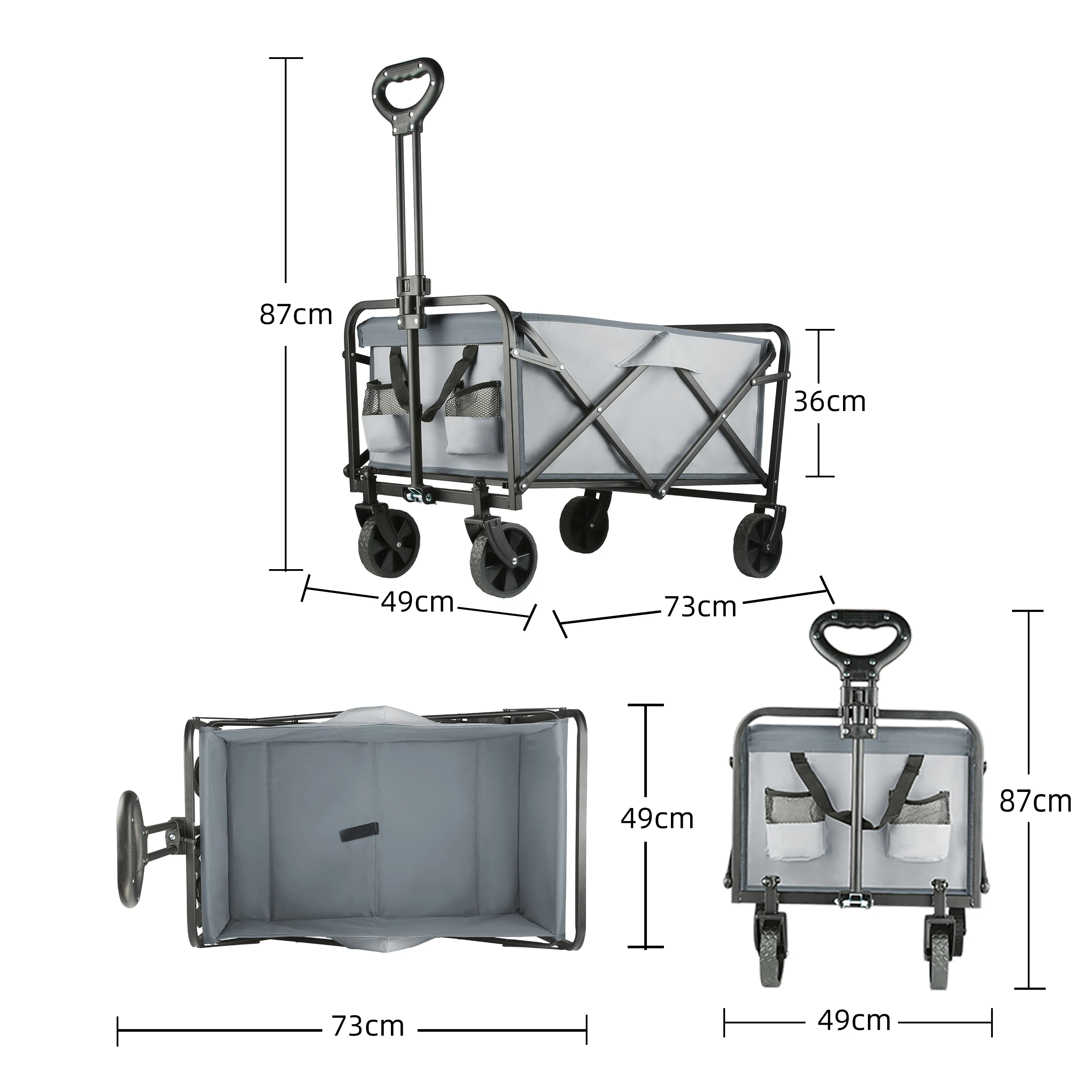 عربة شاطئ قابلة للطي ذات سعة كبيرة شديدة التحمل في الهواء الطلق عربة قابلة للطي للتخييم والتسوق معدات التخييم المحمولة القابلة للطي #5