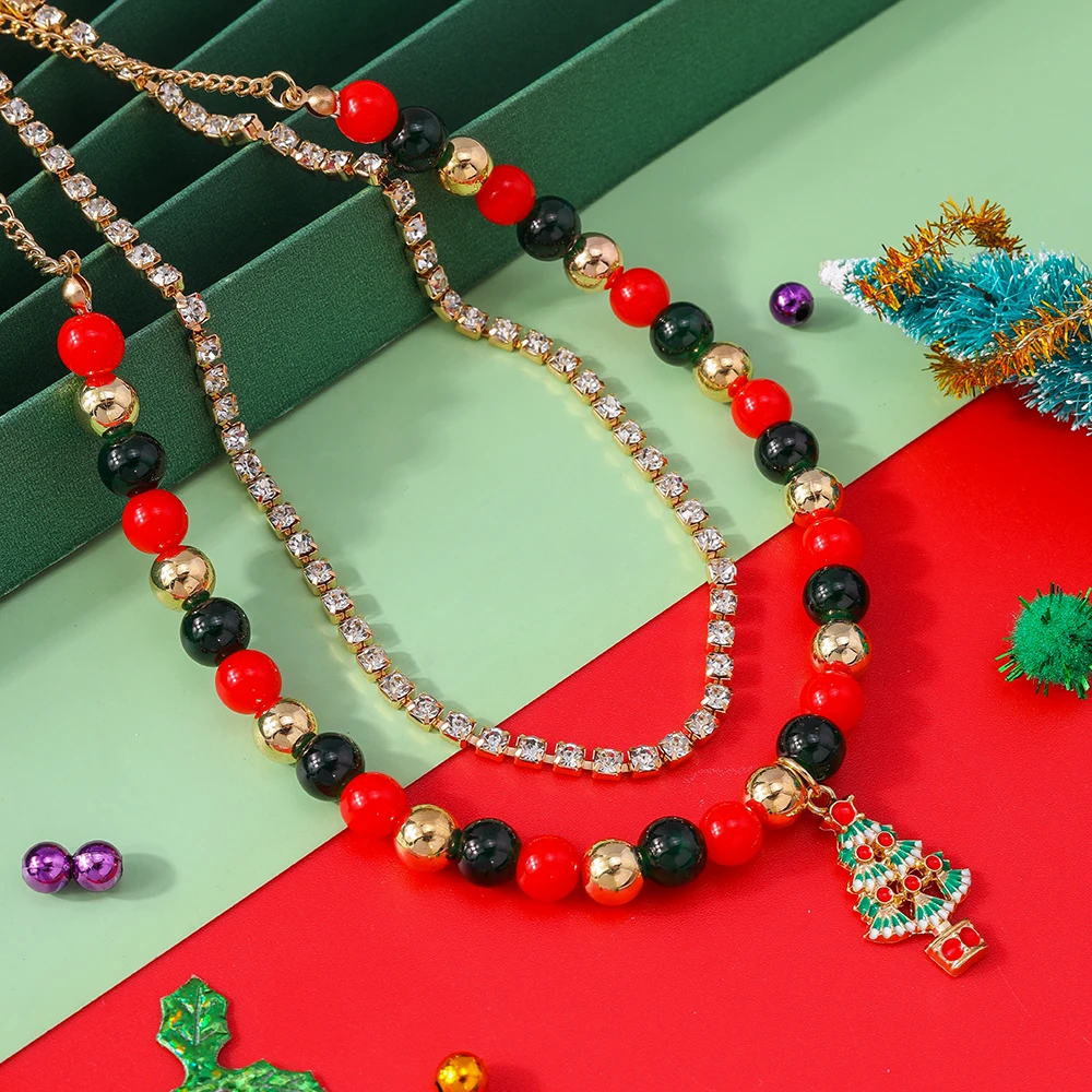 Aihua Neue Mode Weihnachten Halskette für Frauen Mädchen Santa Claus Deer Glocke Weihnachten Stern Baum Anhänger Halskette Neue Jahr Geschenke – Detail 6