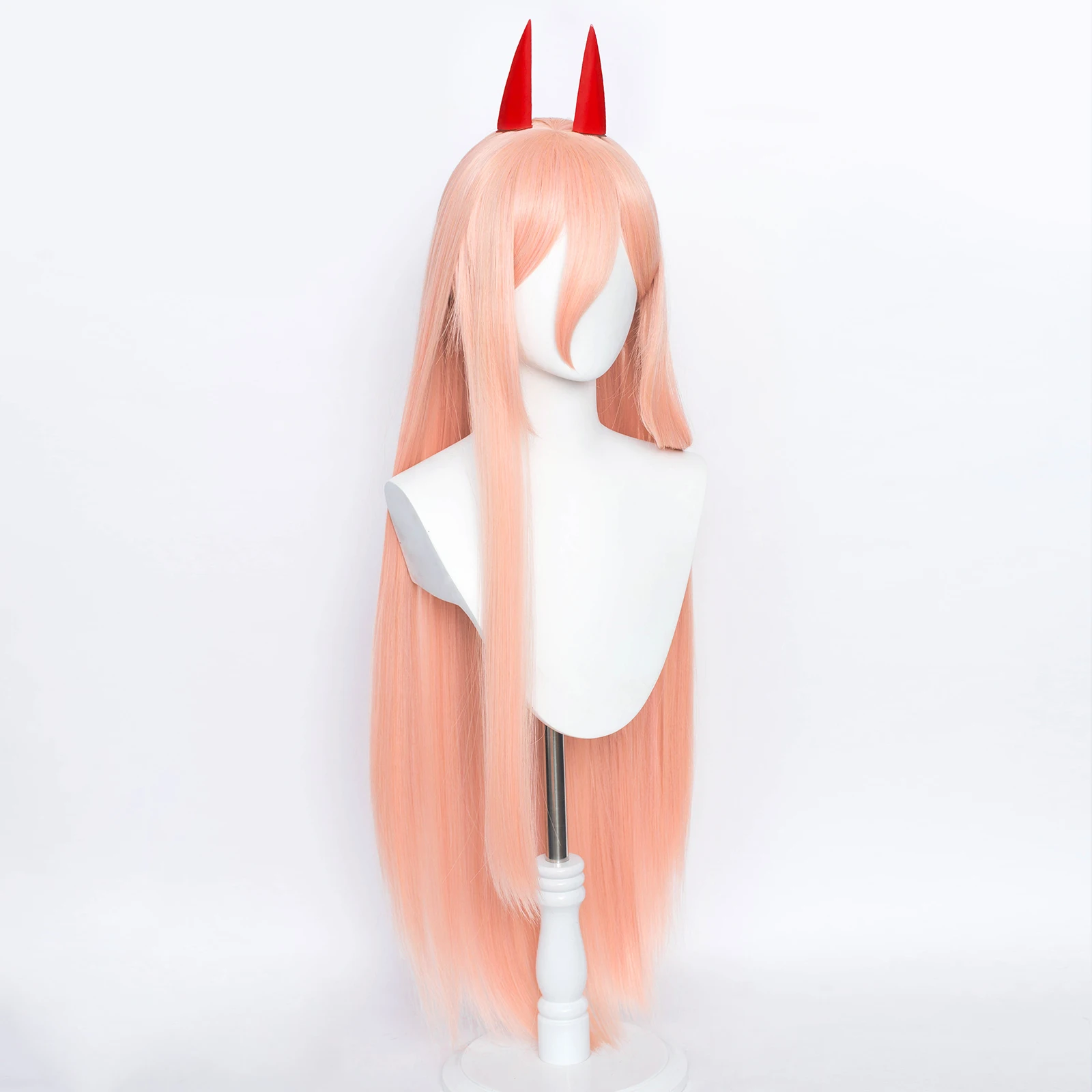 RANYU Anime Chainsaw Man Power Cosplay Wig Long Pink Orange Synthetic Straight Hair Heat Resistant for Party