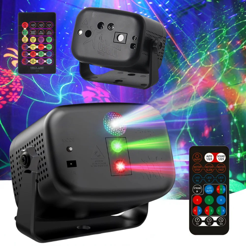 

Disco Light Party Light Sound Activated Disco LED Mini Stage Light with Remote Control RGB Strobe Light with 60 Light Effects