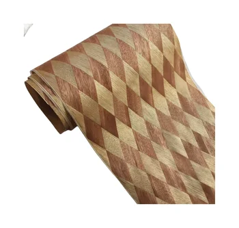 Kırmızı ceviz + zeytin ahşap 3D elmas desenli dokuma ahşap kaplama ev dekoratif boyutu: 2.5x0.43 metre Thick0.35mm