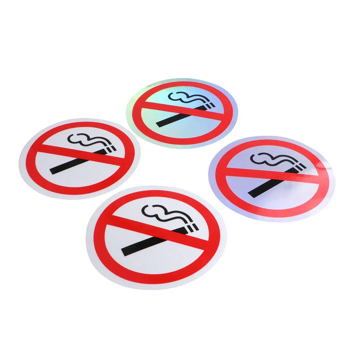 4pcs No Smoking Paper Poster Warning Sign Stickers Decal for Vehicles PET Smooth Surface Traffic Safety Signs