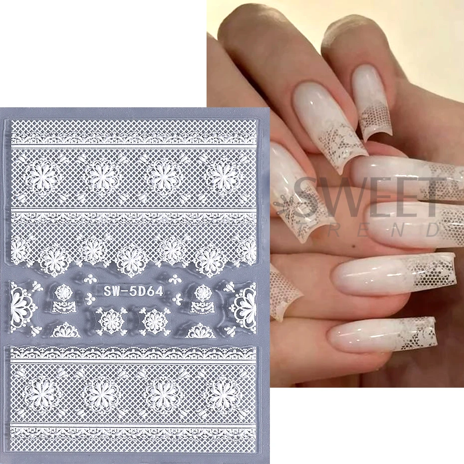 5D لوتس مسمار ملصقات الزهور الصينية الطابع نمط مسمار ملصقات فنية الدانتيل زهرة يترك مسمار المتزلجون DIY بها بنفسك الصيف مانيكير ديكور #2