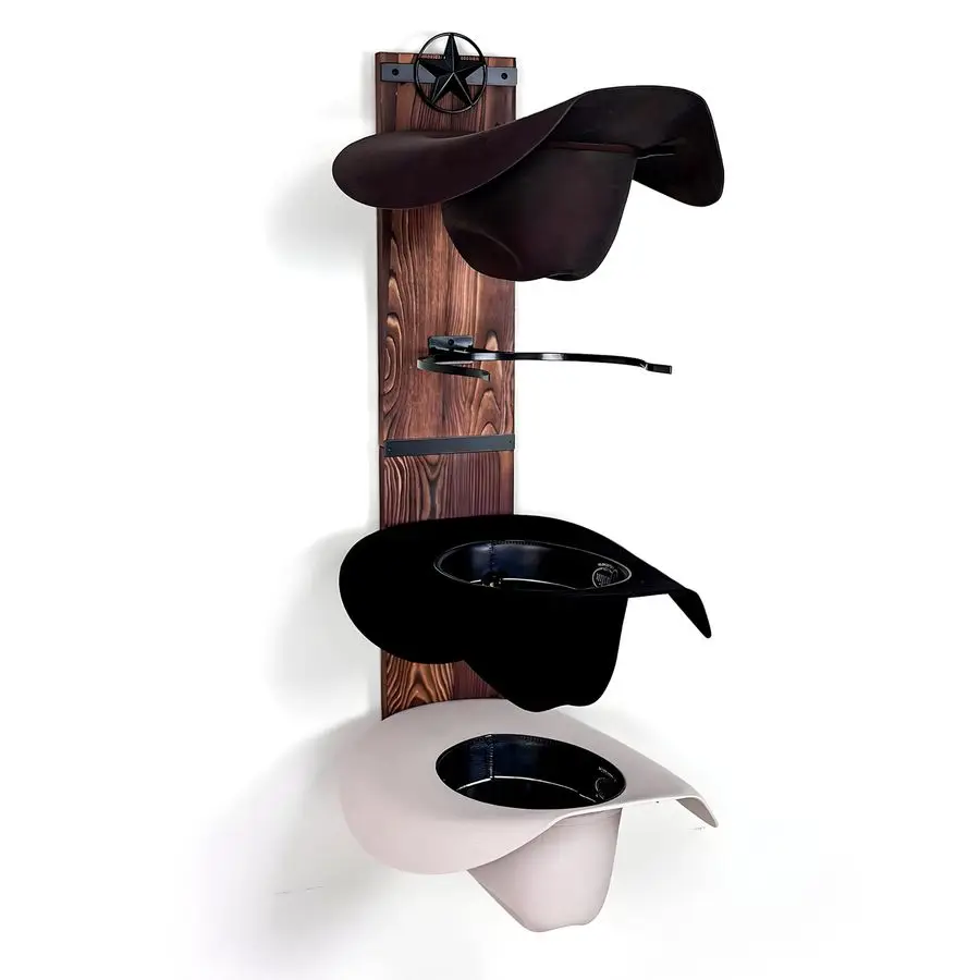 

Cowboy Hat Rack for Wall Western Hat Hanger Rustic Wood and Metal Holder