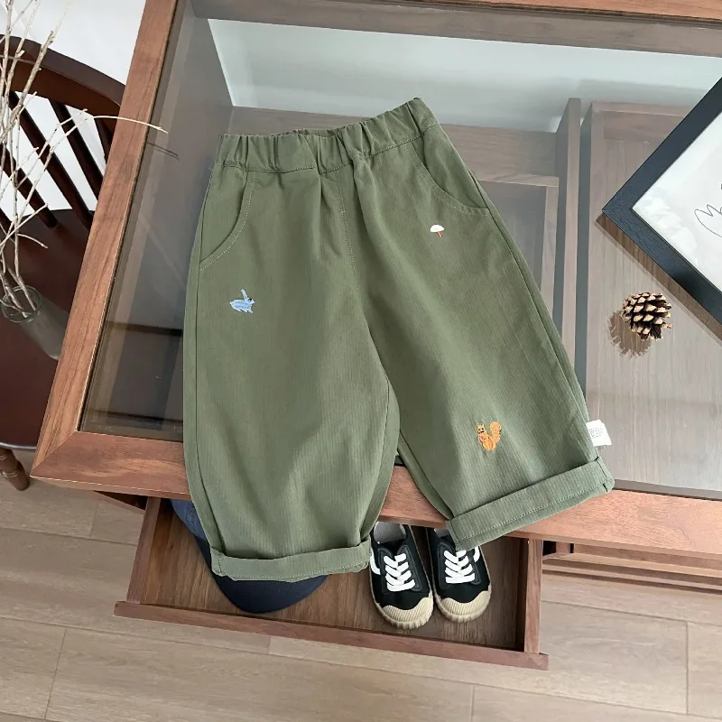 

Свободные брюки для мальчиков, хлопковые шаровары для маленьких девочек, детская одежда, осень 2023, новые детские повседневные штаны с мультяшной вышивкой для малышей