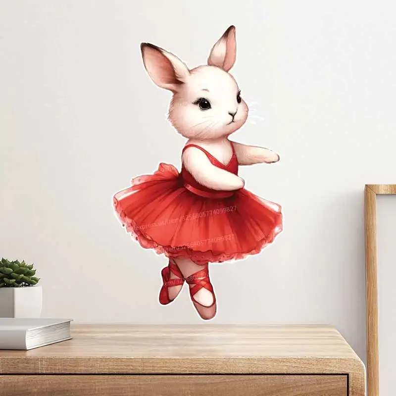 

Ballerina Bunny Wall Sticker Kids Room Decor Bathroom Toilet Living Room Decor Cabinet Refrigerator Home Decor Decals S435