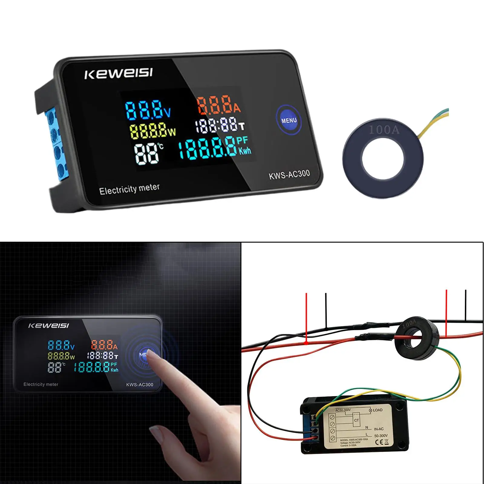 

Electricity Meter Digital Ampermeter Voltmeter KWH Voltage Usage Monitor