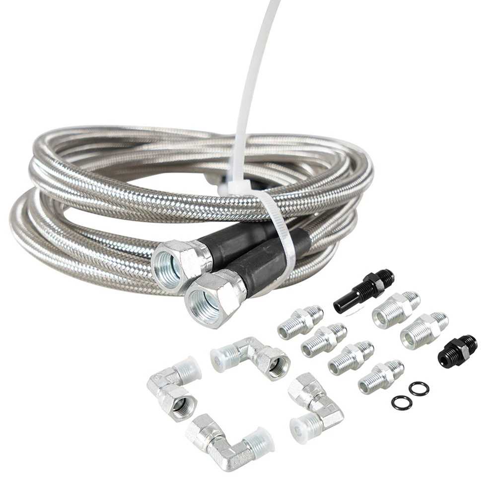 

Easy Install Transmission Hose Kit Adapter Stainless Steel Lines 70 Inches Flexible SS Kit AN6 Adapter Fitting