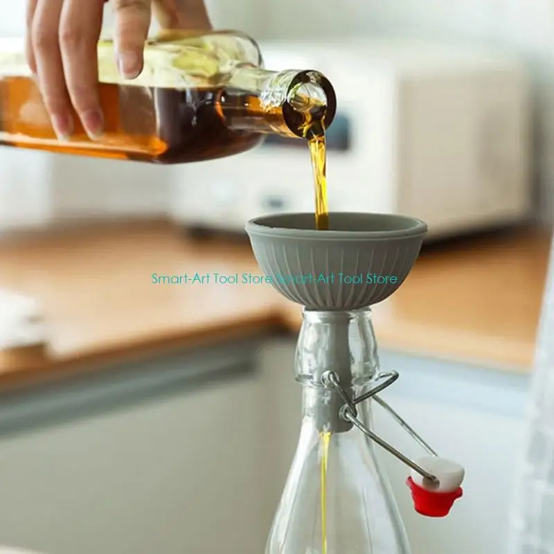 

E1PB Silicones Kitchen Funnel Leakproof Design For Oil Sauce Liquid Transfer Easy Cleaning Foldable Space Saving Cooking Tool