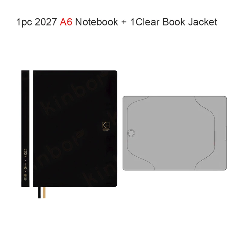 Kinbor 2027 Jahres-Tagesplaner, A5/A6 Weiches PU-Leder 52g Bachuan-Papier Elegantes Tagebuch für Dankbarkeit & Ziele