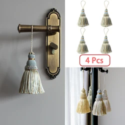 4Pcs Tassel Hanging Accessories Fringe Decorative for Doors Silk Decoration Crafts Cotton Tassels Curtain Pendants Brushes Decor