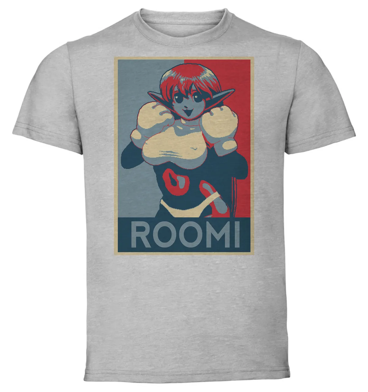 T-shirt Unisex Grey Propaganda Pixel Art Galaxy Fight Roomi