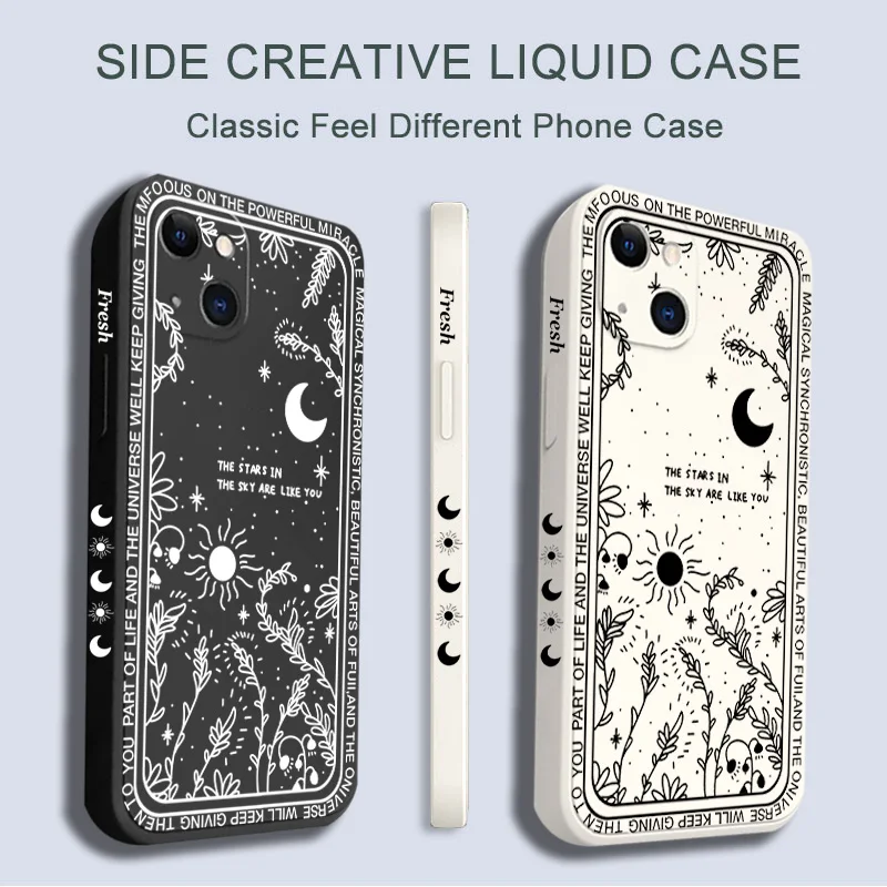 A53 Case for Samsung Galaxy A15 A35 A55 A52S 5G A13 4G A32 A33 A14 A54 A34 S21 FE S22 S23 S24 Ultra Plus Fresh Moon Star Cover