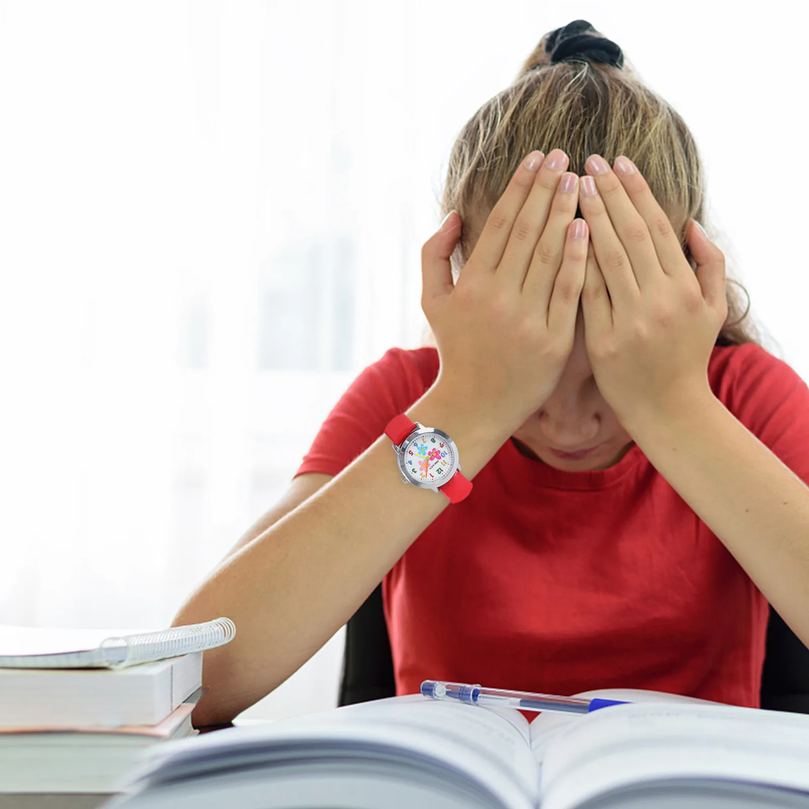 

Цифровые кварцевые часы с мультяшным красным цветочным узором, креативные часы с цветочным узором, детские часы, подарок на день рождения