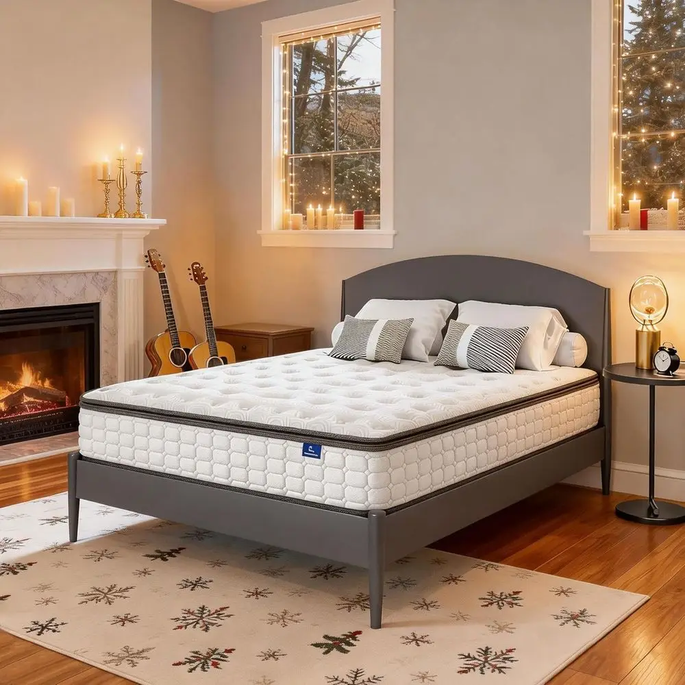 Hybrid 10 Inch Pillow Top Double Bed Mattress with Plush Feel and Innerspring Support