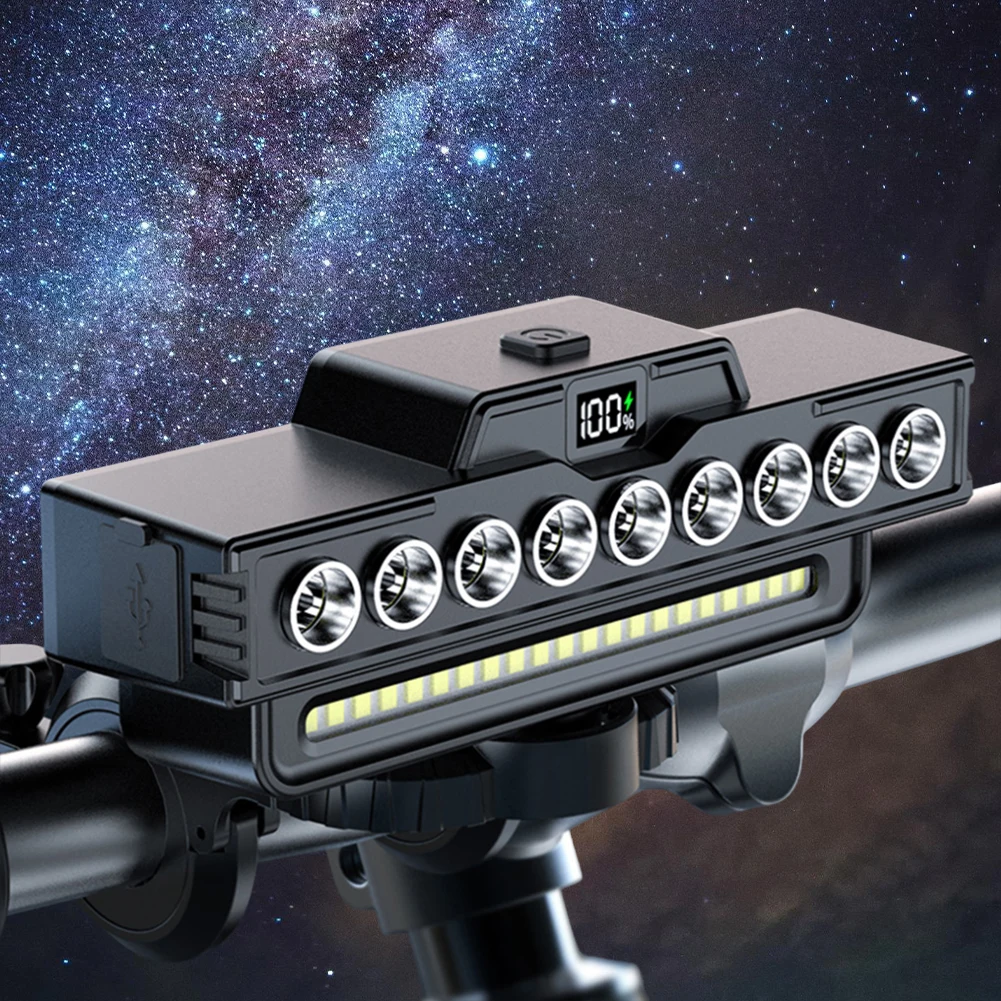 

Светодиодный передний фонарь для велосипеда, дисплей мощности, передний фонарь для езды на велосипеде, водонепроницаемый, высокая яркость, велосипедный фонарик, аксессуары для велосипеда