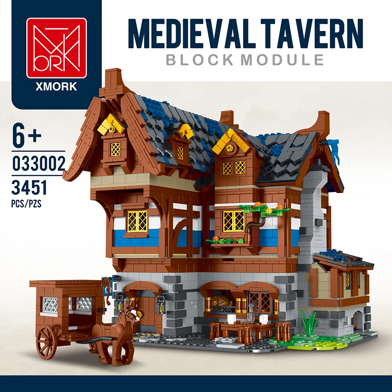 

033002 Creative Expert Moc Medieval Tavern Town Inn Brick City Street View Modular House Model Building Blocks Bricks Toys Gifts