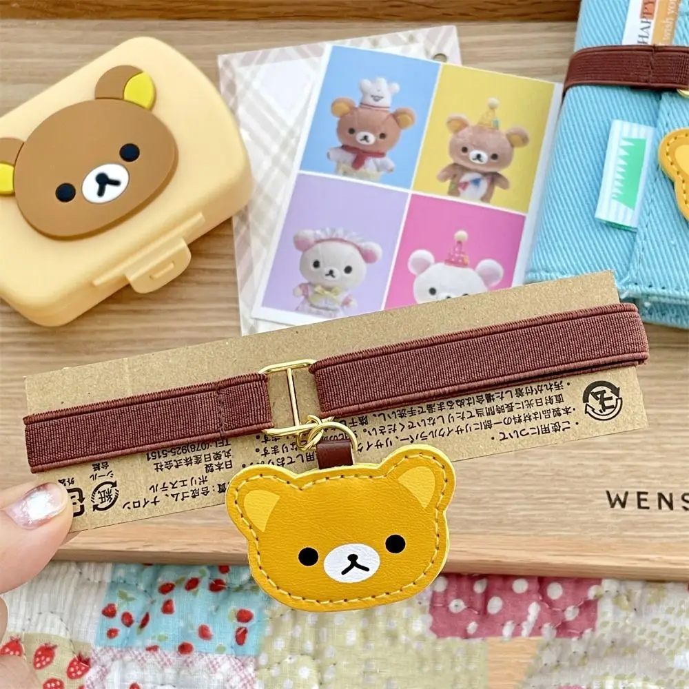 High Quality Cartoon Bear Notebook Straps Adjustable Elastic Band Binding Rope Loose-leaf Notebook Binder Strap DIY Decoration