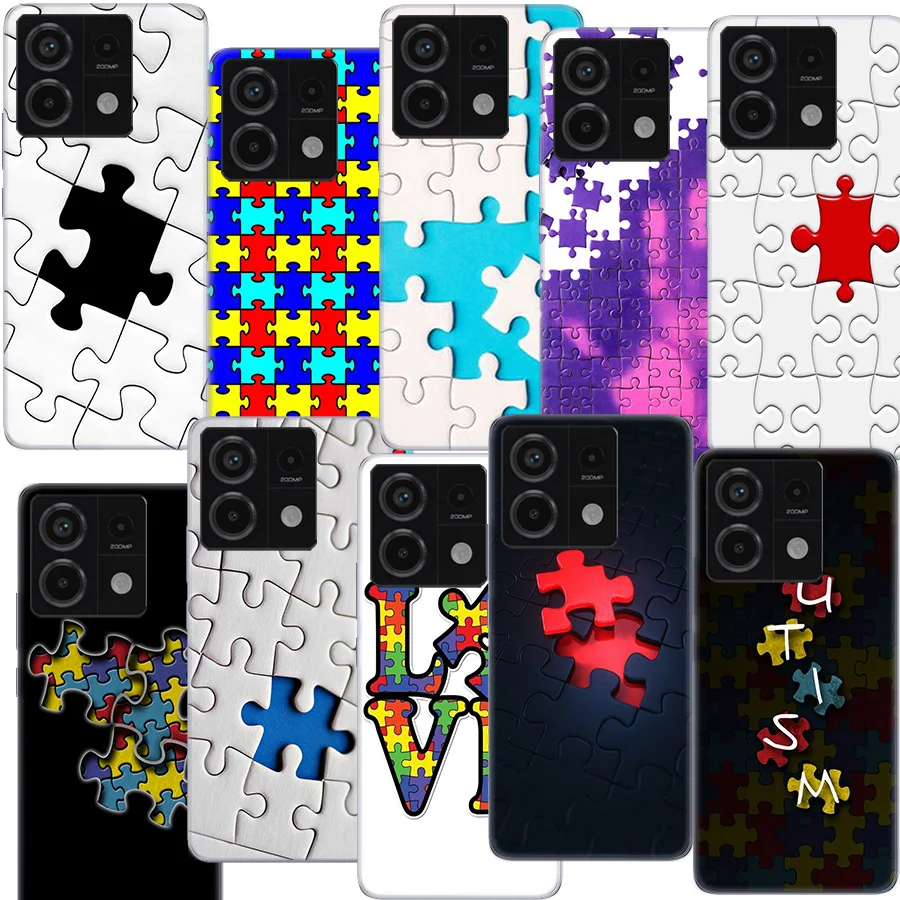 Autism Support Puzzle Clear Phone Case For Redmi Note 11 11S 11T 11E 10 Pro 10S 5G 9 9S 9T 8 8T 7 7A 6 6A S2 Coque Capa Hard PC