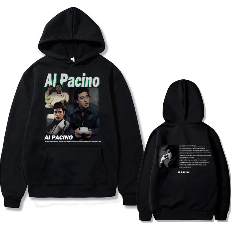 Movie Scarface Al Pacino Graphics 2025 Autumn and Winter 100% Pure Cotton Printing Hoodie Men Hip Hop Punk Men's Rock Oversized