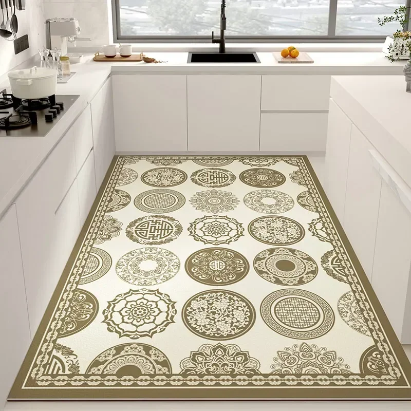 

Washable Non-Slip PVC Kitchen Mat, Waterproof Carpet, Foot Mats, Retro Tile Pattern, Large Rug, Home Decoration Alfombra Cocina