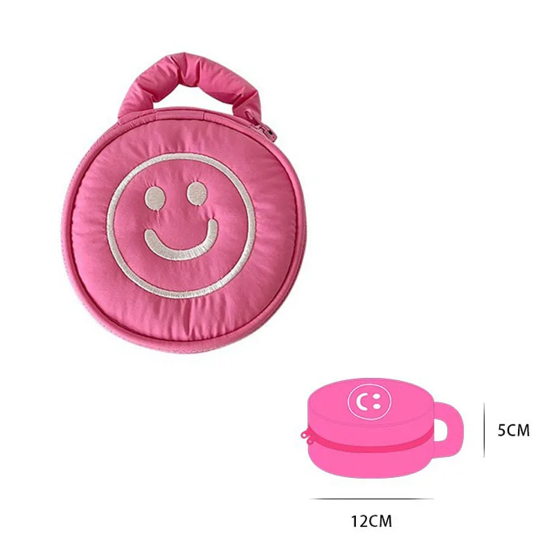 New Women's Cosmetic Bag Cute Embroidered Round Small Makeup Bag, Exquisite Niche Portable Storage Bag