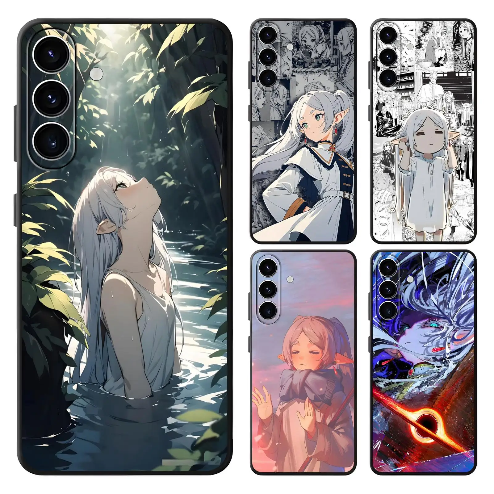 anime Frieren Beyond Journey's End  Phone Case For Samsung A57 A56 A37 A27 A17 A36 A26 A55 A35 Anti-Drop Soft Black Case