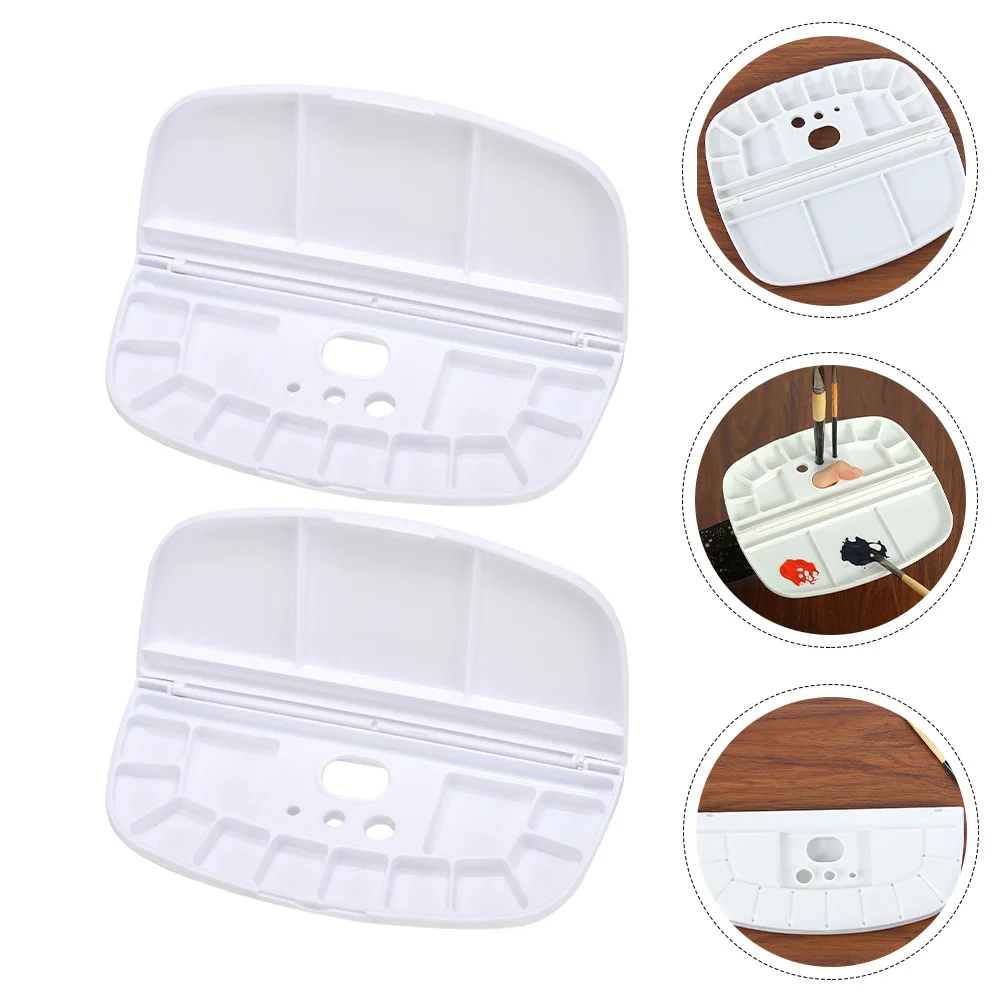 

2pcs White Oval Paint Tray Board for Student Artists Kids Durable PP Plastic Palette Reusable Art Craft Supplies for Student