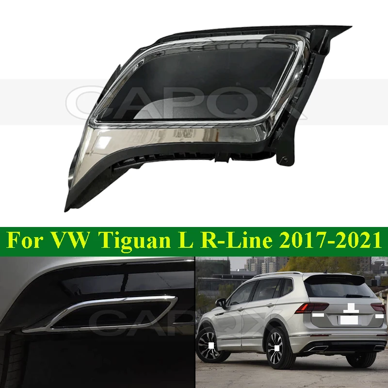 

CAPQX Rear Exhaust Muffler Tail Throat Pipe Trim For VW Tiguan L R-Line 2017-2021 Rear Exhaust Frame Tail Pipe Bright Cover
