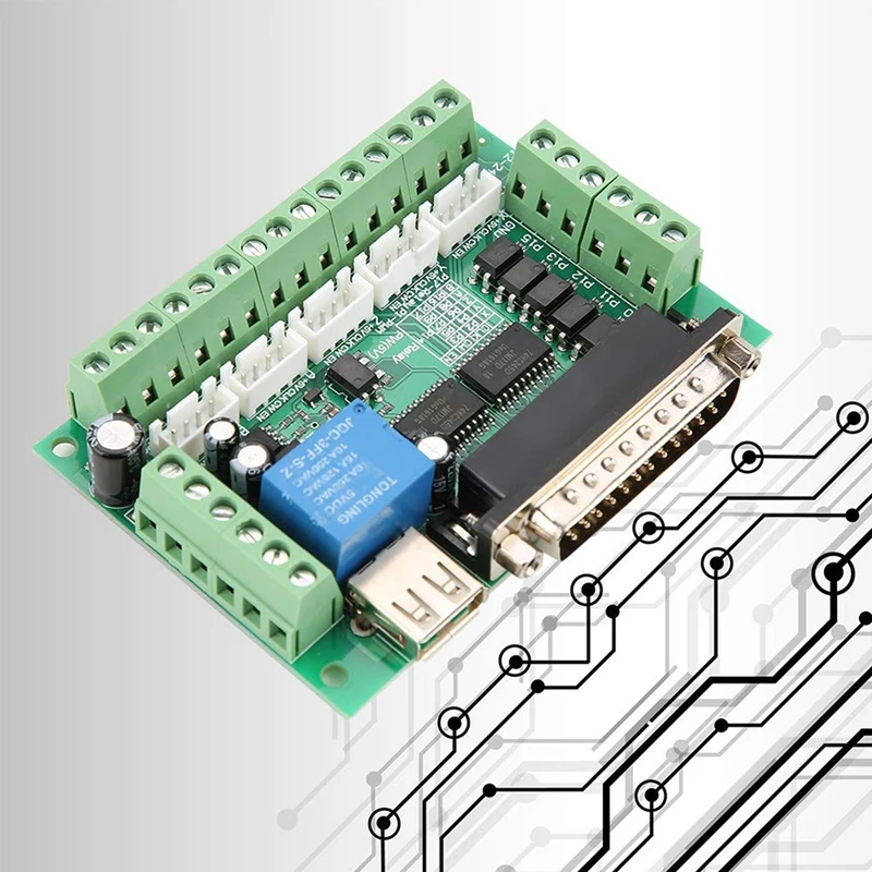 Placa de interface de motor de passo mach3 placa de fuga de interface usb de 5 eixos placa de fuga cnc para motor de passo cnc