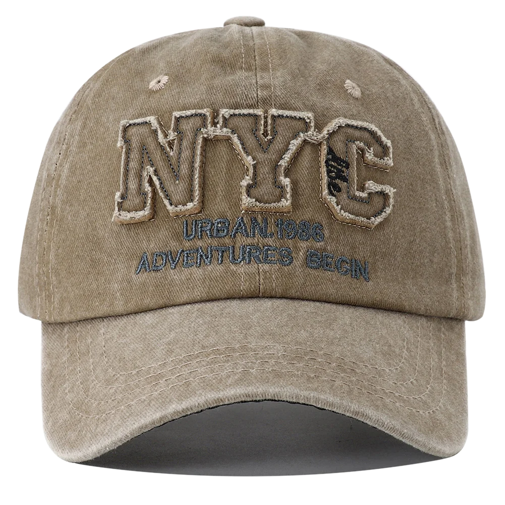 قابل للتعديل مدينة نيويورك التطريز قبعة بيسبول مغسولة خمر الأسود Snapback قبعة الشمس حماية قبعات للآباء للنساء الرجال قبعة منقار البط #2