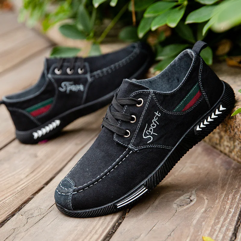 2023 Spring and Autumn New Men\'s Shoes Breathable Simple Casual Shoes Old Beijing Cloth Shoes Lace Up Denim Canvas Shoes Men