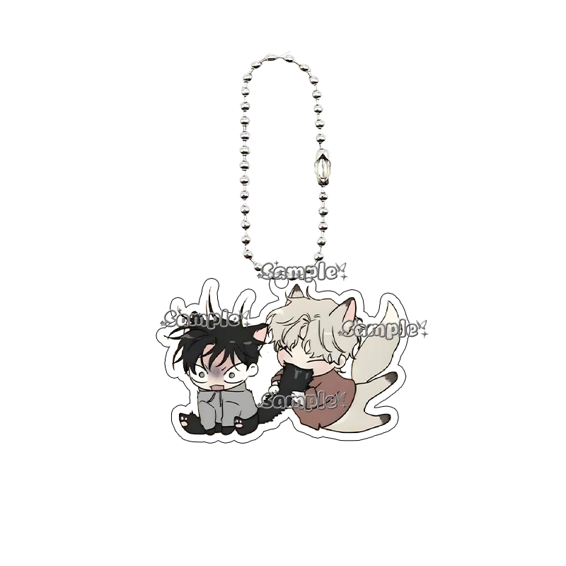 Llavero de cadena de cuentas acrílicas con estampado de doble cara de dibujos animados de anime 'Noche junto al agua', versión Q, colgante para bolso de pareja, adorno para llavero