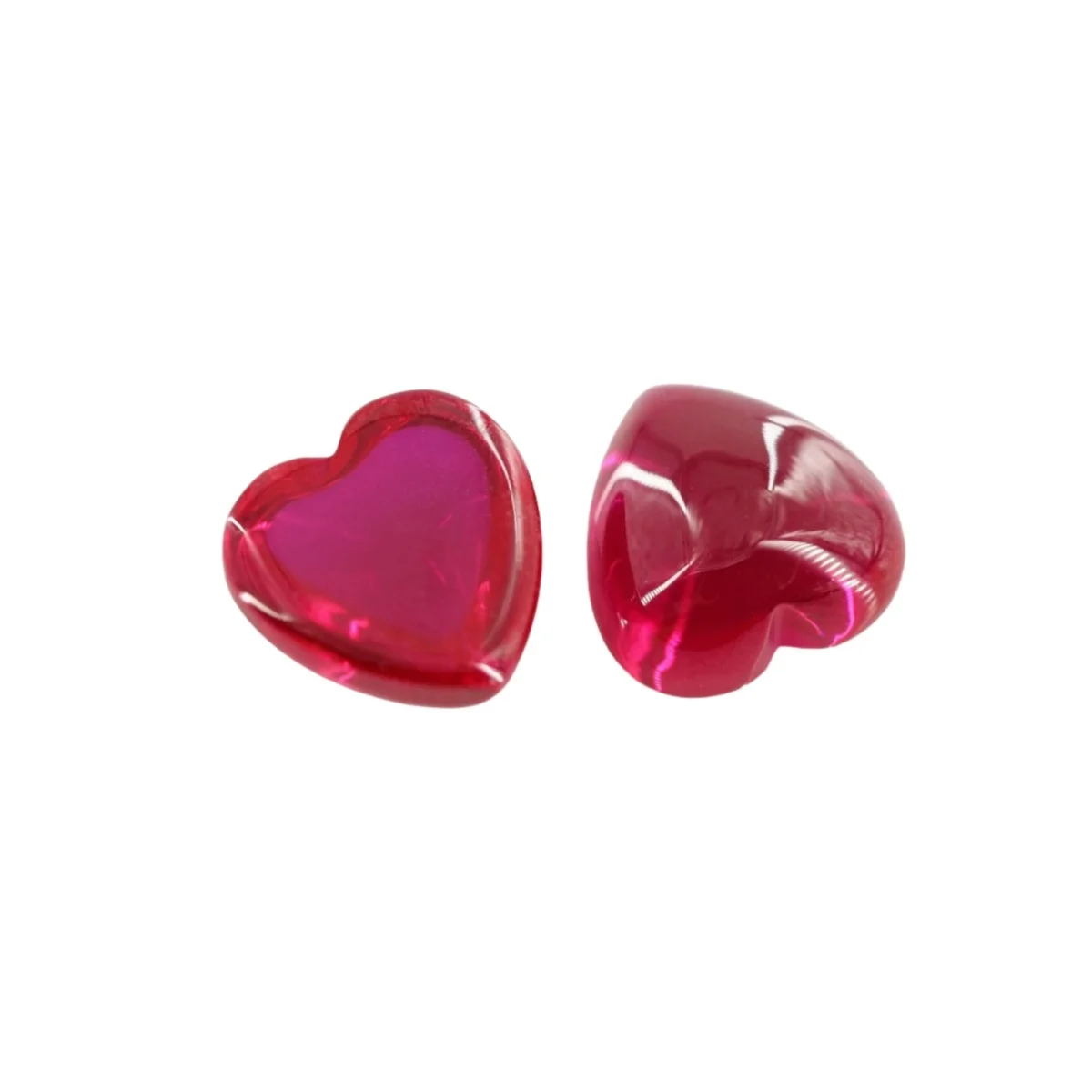 Smooth Polished Surface Heart Shape Ruby Cabochon Flat Back Multiple Sizes to Choose