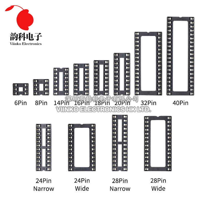 10pcs DIP IC Sockets DIP6 DIP8 DIP14 DIP16 DIP18 DIP20 DIP28 DIP40 Pins Connector Socket 6 8 14 16 18 20 24 28 32 40 Pin