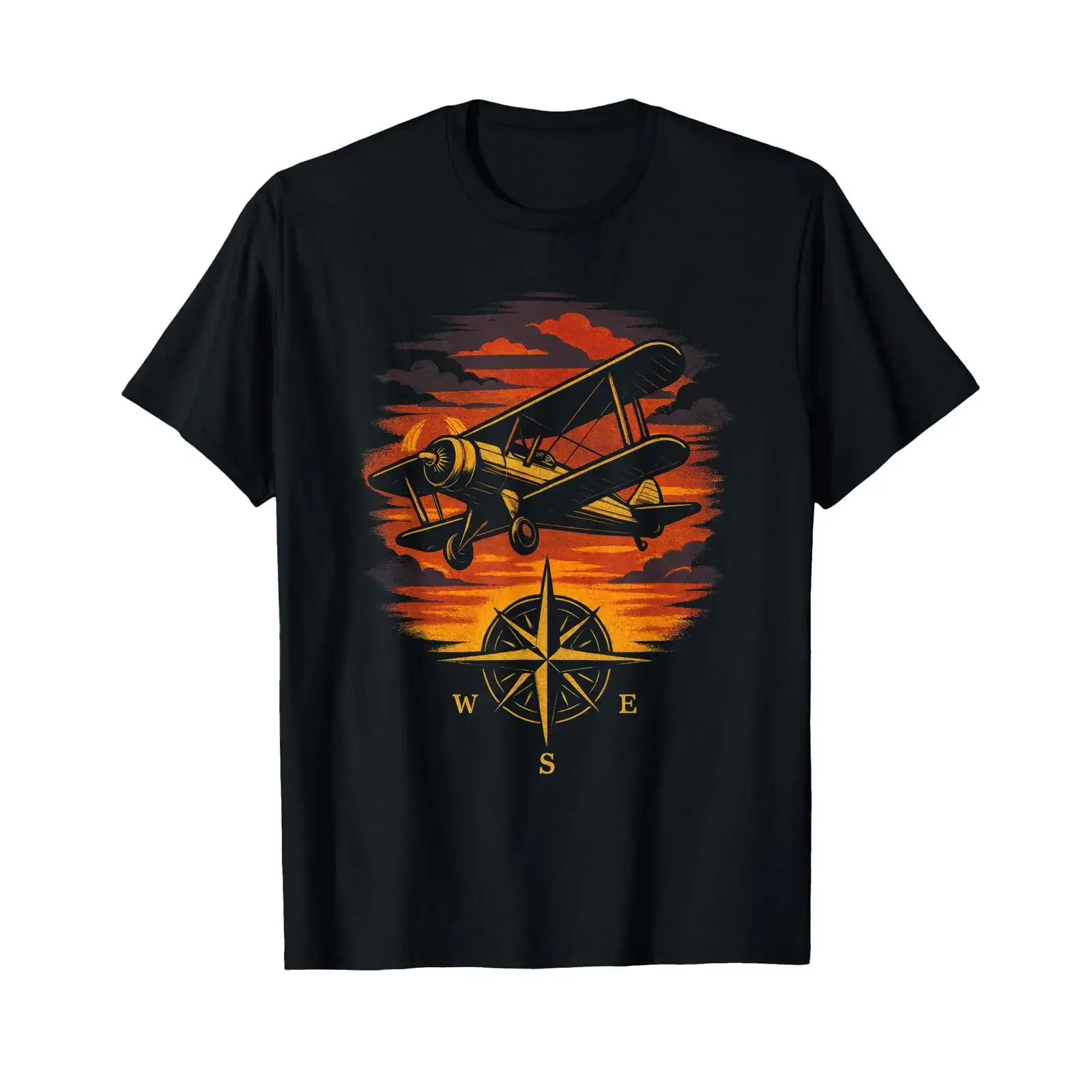 Vintage Retro Sky Aeroplane Aviation T Shirt vintage Washed homme Comfortable designer clothes Stretched Soft Versatile