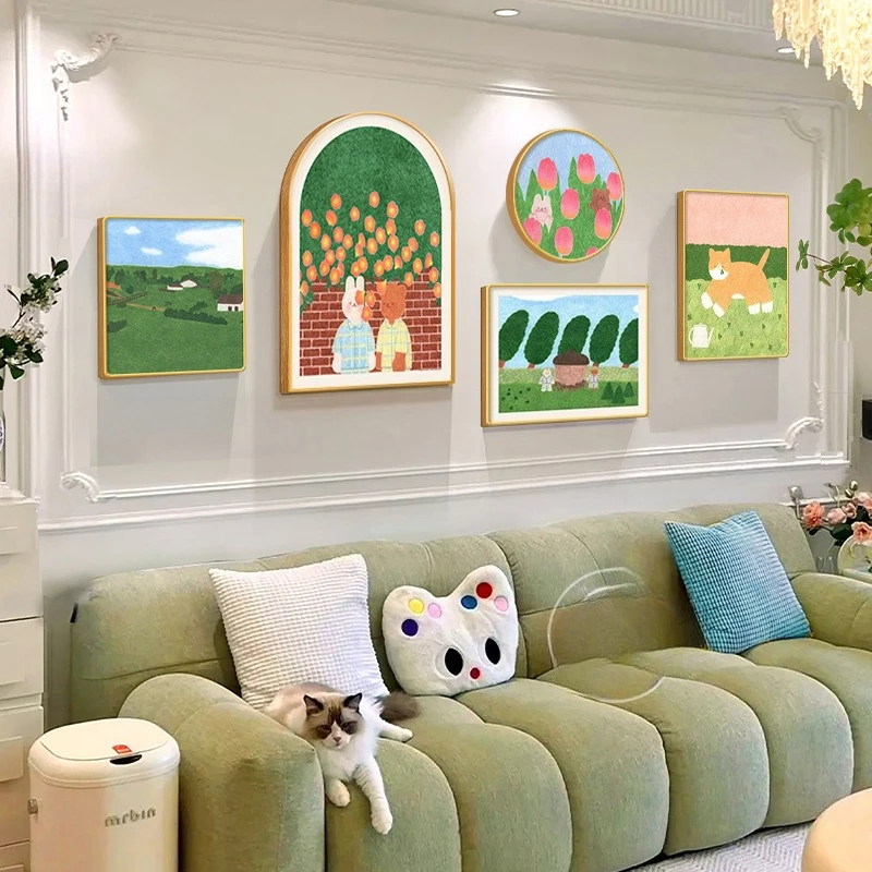 Dopamine cream wind living room decorative painting fresh healing sofa background wall hanging painting bedroom bedside mural