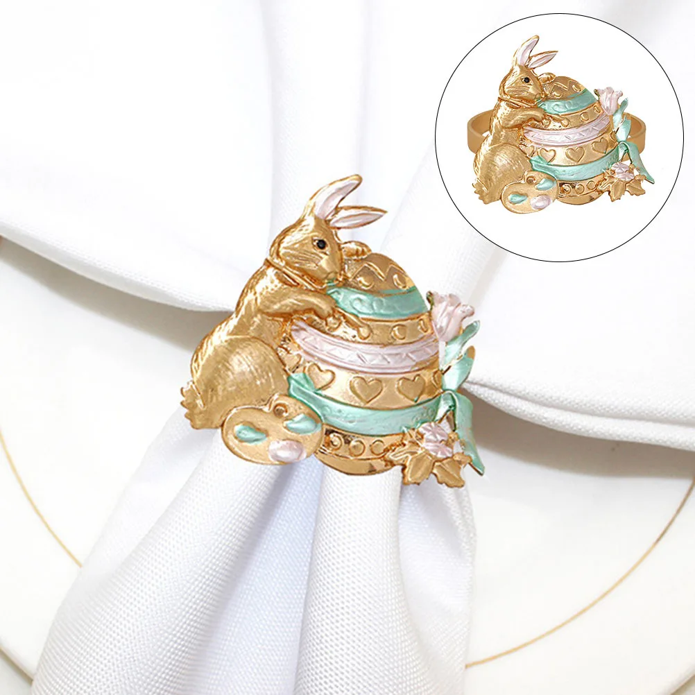 

4Pcs Bunny Napkin Rings Rabbit Shaped Serviette Buckles Easter Theme Table Decorations for Festive Occasions Bunny Napkin Rings