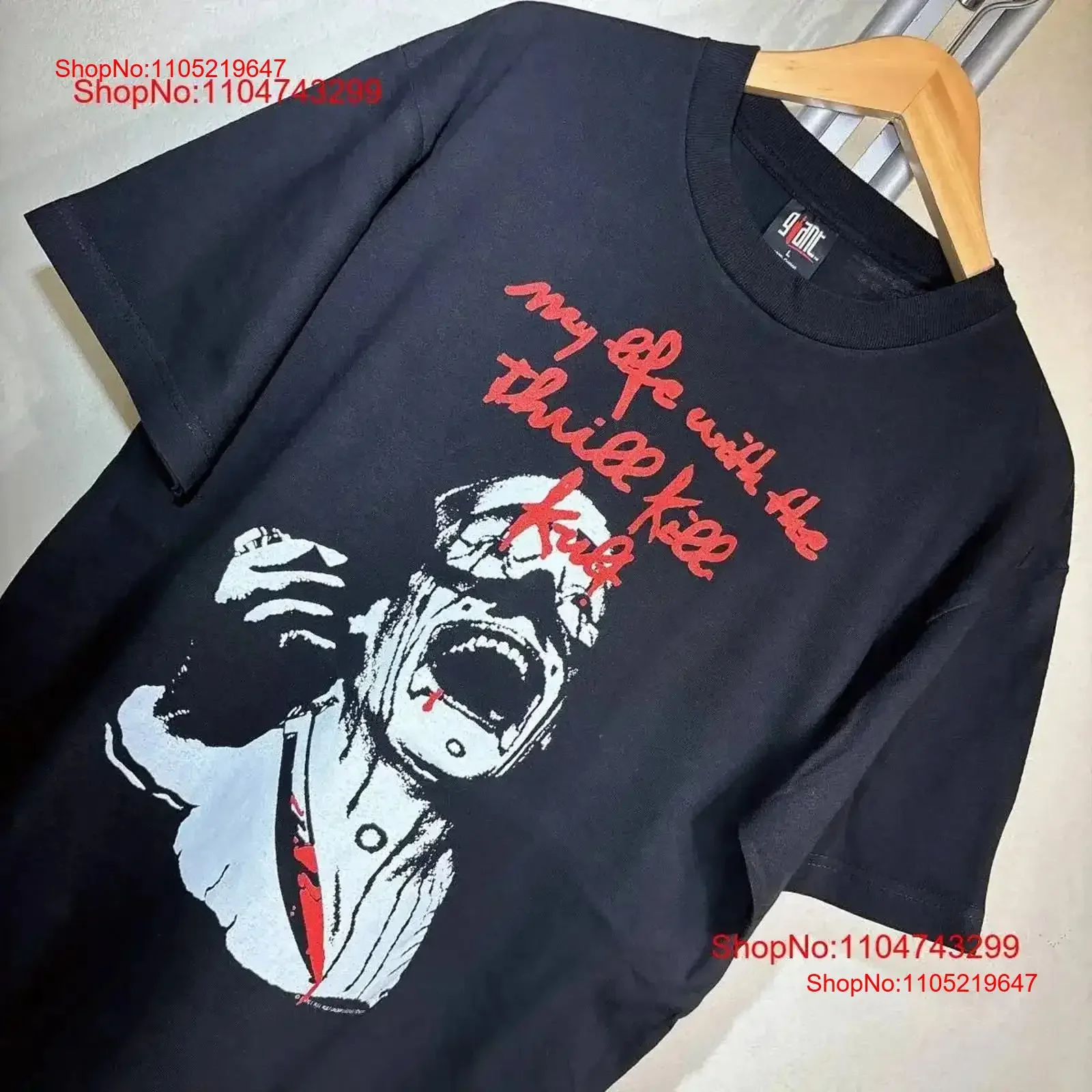 X124 Deadstock 90S Usa Thrill Kill Skult Giant Black Band T Shirt Us L vintage Washed Breathable homme Soft fashion Stylish