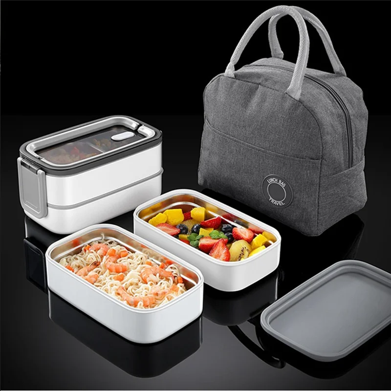 AA80-1 conjunto 304 lancheira de aço inoxidável microondas portátil malha bento caixa recipiente de armazenamento de alimentos