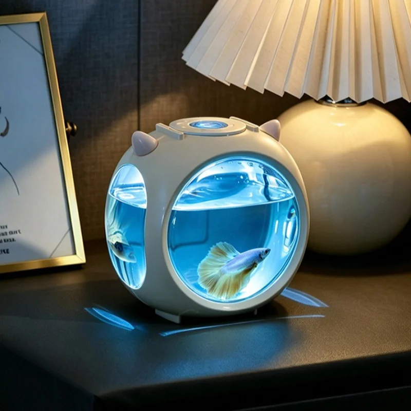 Betta Fish Tank - حوض سمك لطيف مع إضاءة، تصميم