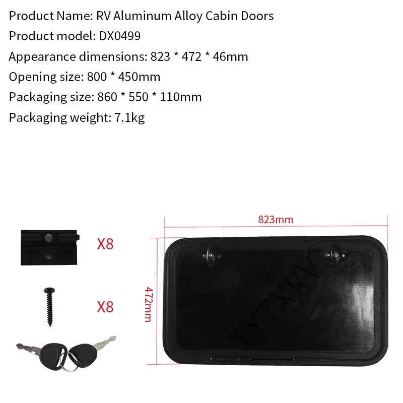 

TYTXRV 800*450mm UV Resistant Aluminum Alloy RV Luggage Hatch Door Black Water-Proof Lockable Long Lasting Caravan Accessory