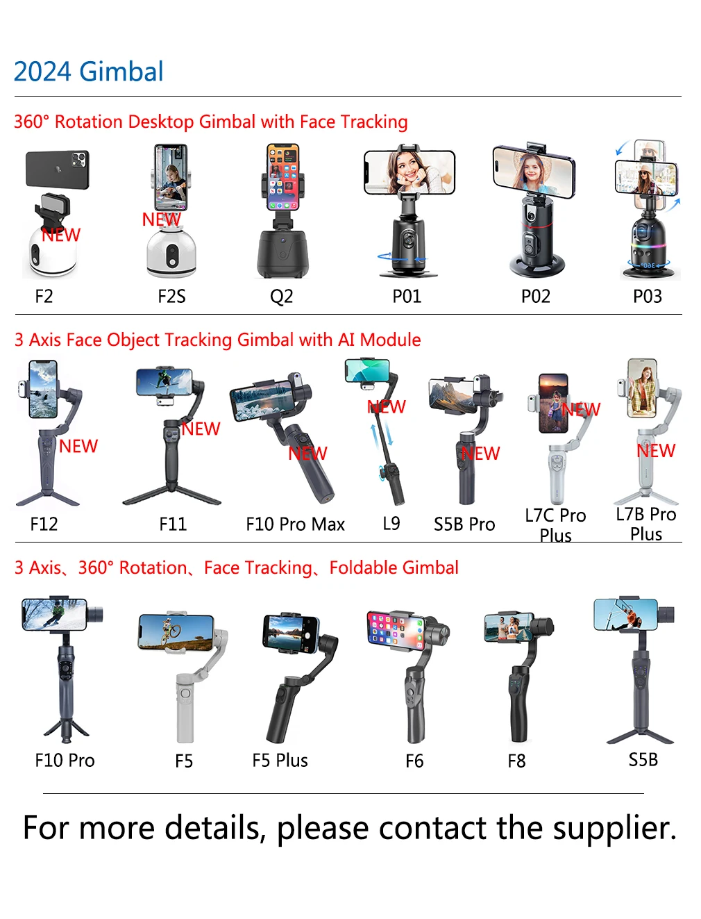 F11 Video Stabilizer  Face/Object Tracking 3 Axis Auto Balance Phone Gimbal Stabilizer with AI Module Function for Mobile