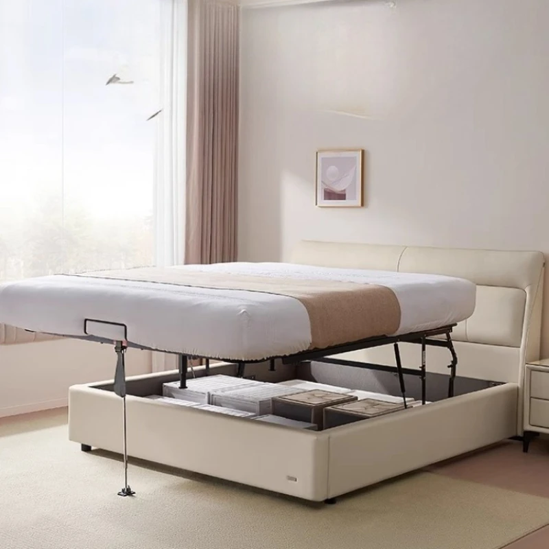 

Two Persons King Size Bed Lounge French Aesthetic Upholstery Bed Frame Bedroom Camarotes Para Dormitorio House Accessories