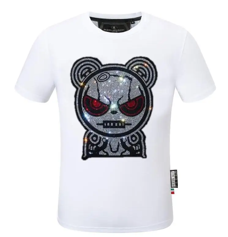 Rhinestones  brand designer Men\'s  Plein ali T-shirt  Casual Top  Fashion Hip Hop  Summer Streetwear Male tee 2024