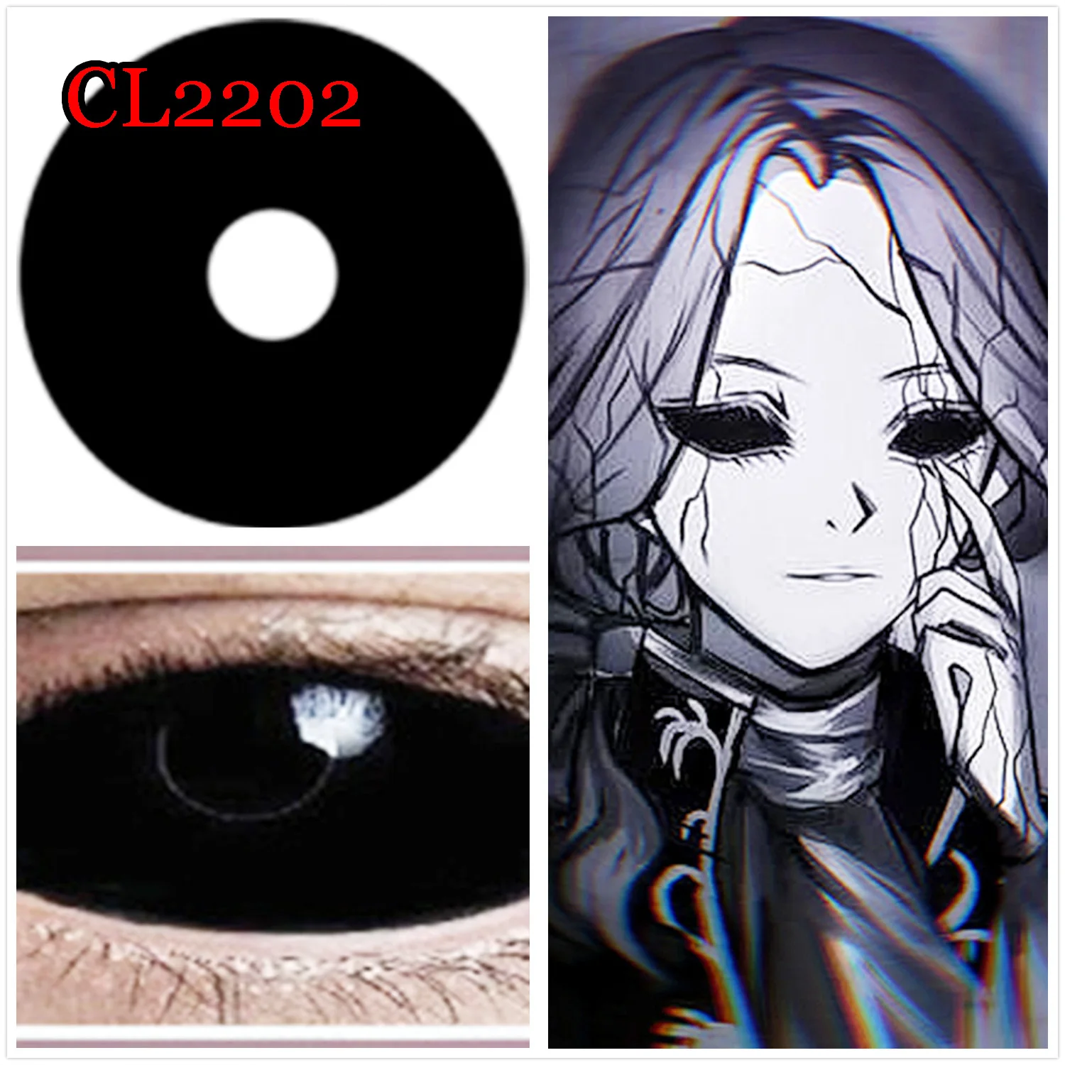 22mm Full Eye White Sclera Soft Contacts Lenses for Cosmetic Halloween Carnival Anime Accessories CL2204