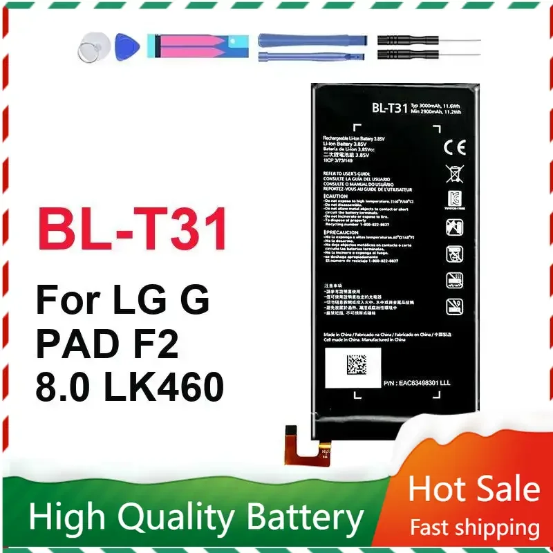 

Replacement Rechargeable Mobile Phone Batteries BL-T31 3000mAh for LG G PAD F2 8.0 LK460 Cell Phone Portable Batteries Track NO