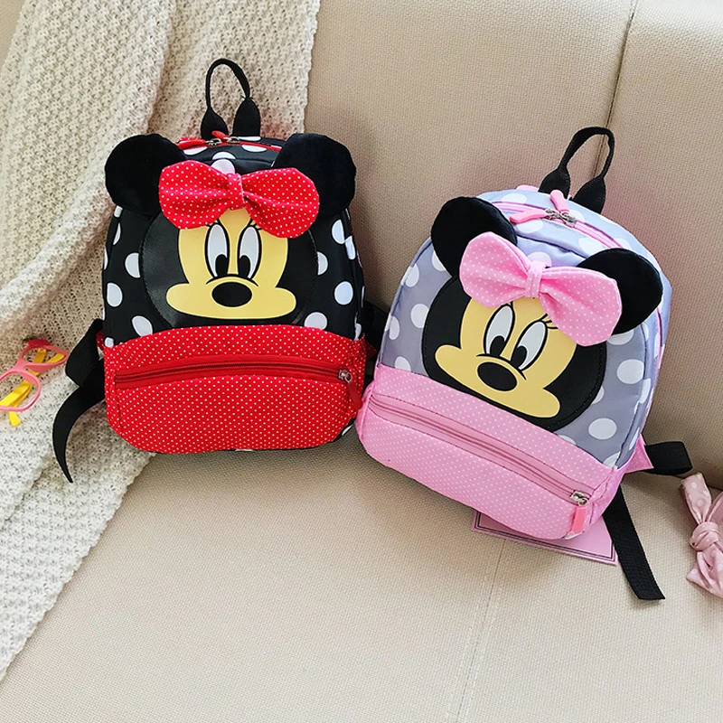 Disney-mochila de dibujos animados para niños, bolsa de Minnie y Mickey Mouse para niños, mochila escolar encantadora para niños, regalo para niños de guardería