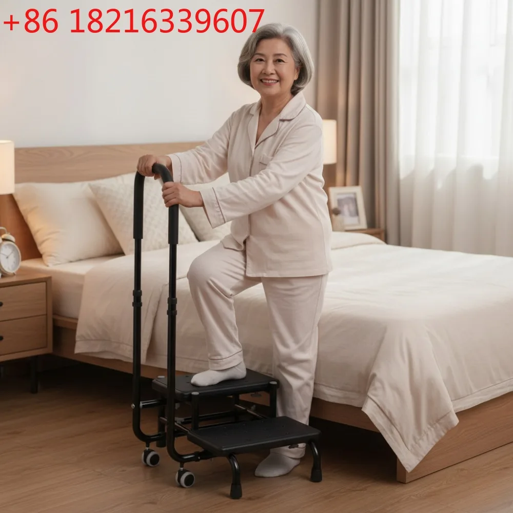 YAO 2-Step Stool with Handle for Elderly and Pregnent Heavy Duty Foot Stool for Beds/Bathtub/Kitchen Wide Anti-Slip Platform