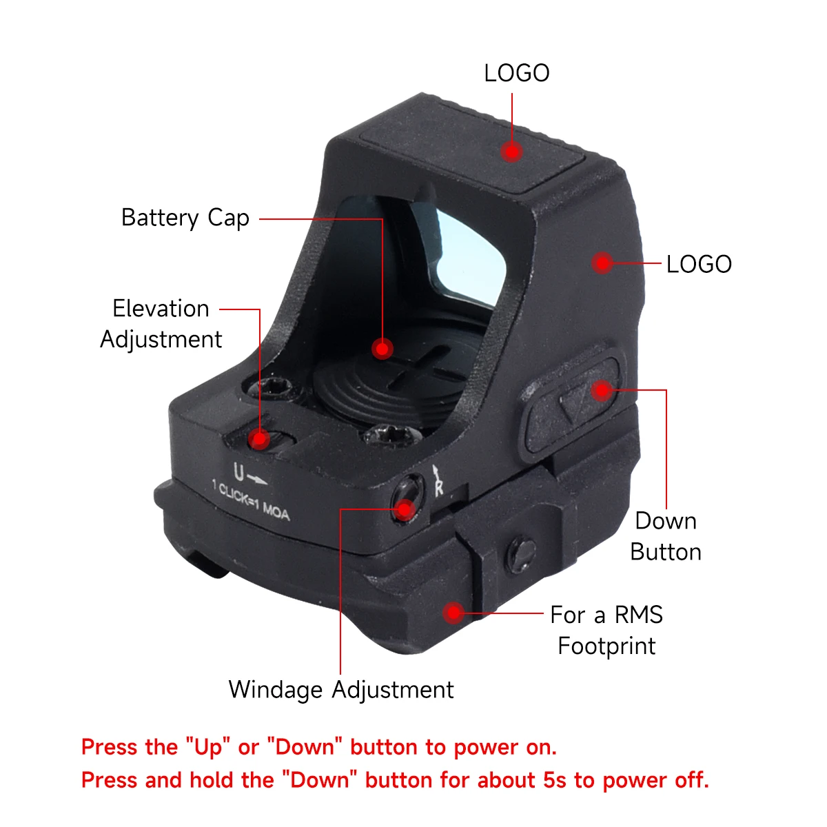 VT DEFENDER‑CCW 6MOA Red Dot Sight Motion Wake‑up RMSC Footprint with 20mm Mount for Compact Pist*l Handg*n Optic Sight
